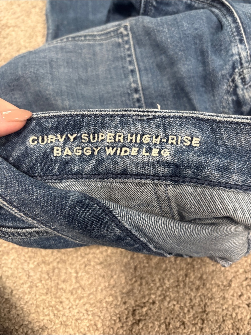 American Eagle Curvy Super High Ruse Baggy Wide Leg Jeans - Picture 2 of 7
